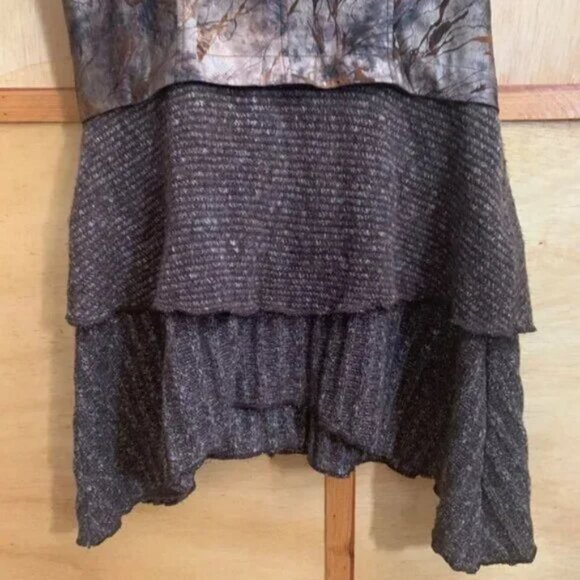 RARE VTG IDENTITY CLUB Camo Knit & FAUX Leather Feathers/Fur Sweater Vest - Picture 14 of 16